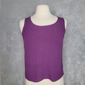 CITRON SANTA MONICA Purple Sleeveless Tank Top Size PS Textured Silk Shell Fairy